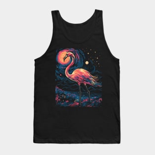 Starry Night Flamingo Gifts Retro Vintage Funny Beach Summer Tank Top